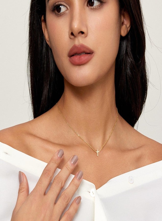 Zeffy Tiny Cross Necklace for Women, Dainty 18K Gold Plated Small Cross Pendant Choke Necklace Faith Cute Trendy Jewelry Gift - Image 4